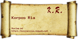 Korpos Ria névjegykártya